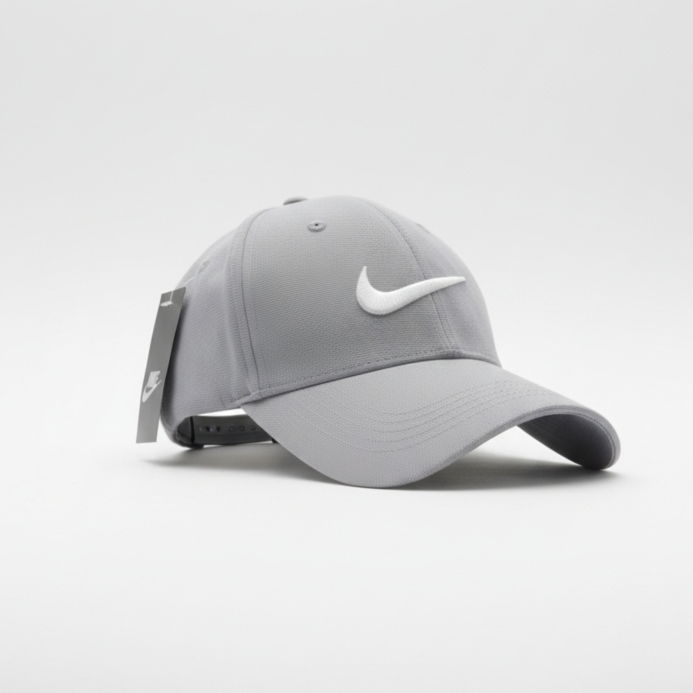 Nike Grey Baseball Cap with White Swoosh NWT